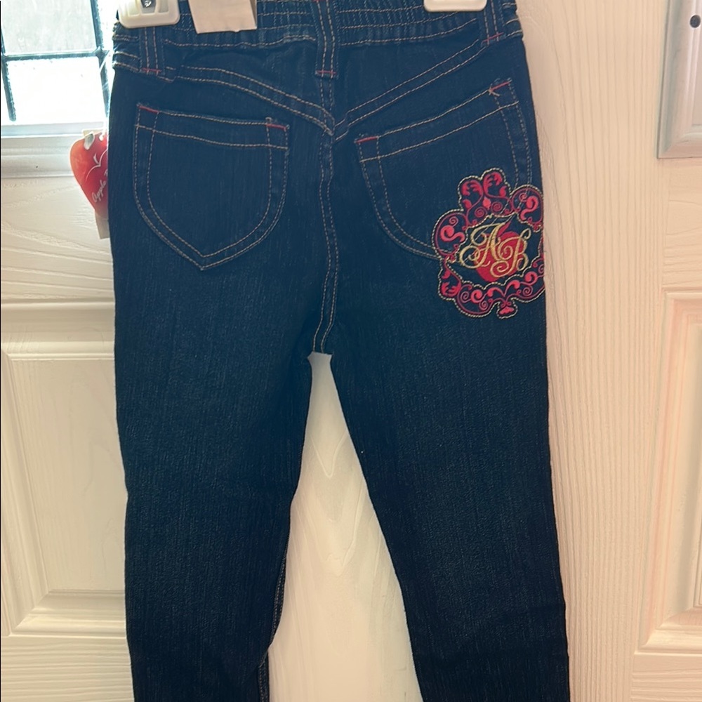 EXCELLENT!!Apple Bottoms Dark deim and Red Jeans with Tartan Patches size 5 - Picture 11 of 11
